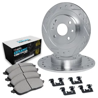 R1 Concepts WGTH1-73009 Brake Rotors - D/S - Silver W/ Euro Ceramic Pads & Hdw